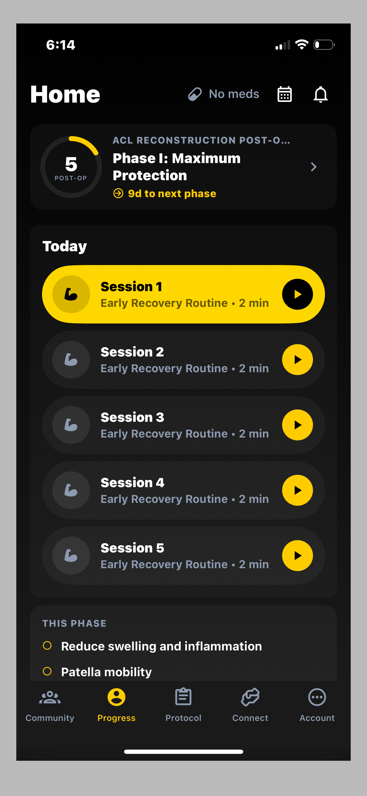 Daily sessions interface